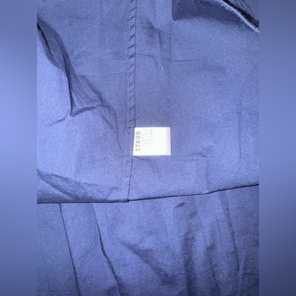 NWOT STAUD DENA drop waist Navy Blue Midi Dress sz 8 - Picture 5 of 7